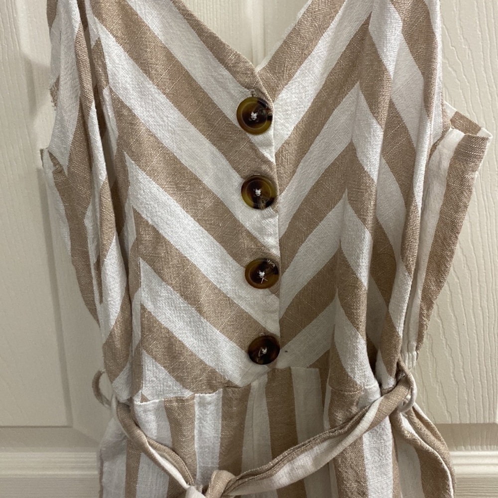 Kensie Jeans Striped Cotton Jumpsuit / Romper Women’s Size Medium - Picture 2 of 5